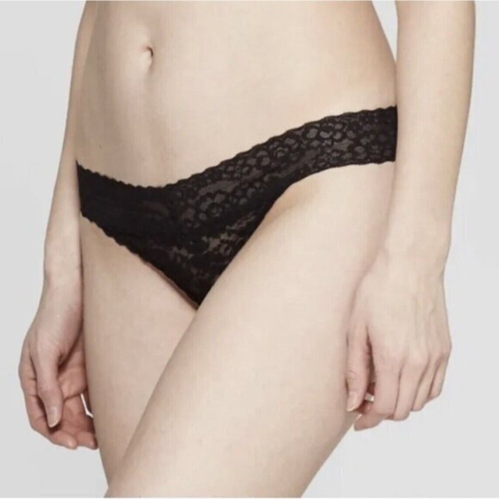 Auden Women's Lace Thong Panties 3-Pack Red/Black/White - Size Medium - Picture 4 of 8